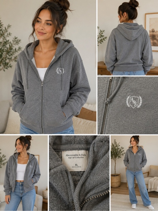Abercrombie & Fitch Tops - Abercrombie & Fitch Gray Zip-Up Hoodie